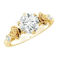 Rosec Jewels Lab Created Diamond Solitaire Ring - 1 Ct Diamond Nature Inspired Engagement Ring (7 mm, Ef-Vs Quality), 14K Yellow Gold, US 10.50