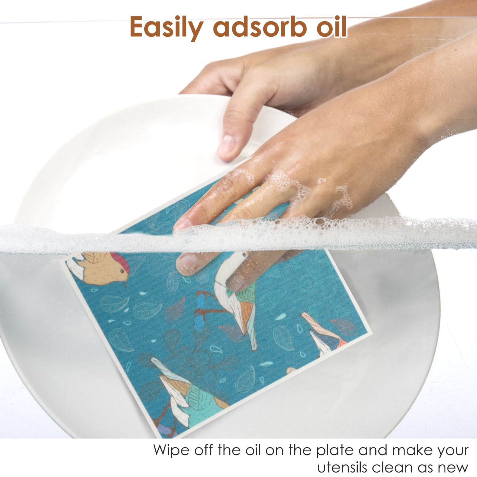 Hvxrjkn 22Pcs Swedish Dishcloths Reusable Kitchen Absorbent Dish Towel Flower Bird Pattern Kitchen Cleaning Cloth for Bathroom Countertop