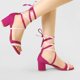 thumbnail image 2 of Sandalias de Punta Abierta Color Block con Cordones Allegra K Dunkelrosa 41, 2 of 6