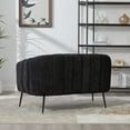 thumbnail image 6 of 50.2'' Modern Accent Chair with Metal Legs, Upholstered Chenille Lounge Chair, 2-Seater Leisure Armchair for Living Rooms, Bedrooms, Dorm, Studio, Office, Black, 6 of 9