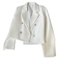 thumbnail image 3 of Gyexs Cropped Trench Coat for Women Pluss Size Lightweight Solid Long Sleeve Blazer Jackets Business Casual Fall Winter Tops, White, Size XL, 3 of 7