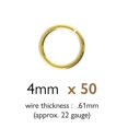 thumbnail image 7 of The Beadsmith Basic Elements Open Jump Rings – 4mm, Gold Plated, 0.61mm (22 Gauge) Wire Thickness, 50 Pieces – Findings for Making Keychains, Charms, Chain Mail and Body Jewelry, 7 of 7
