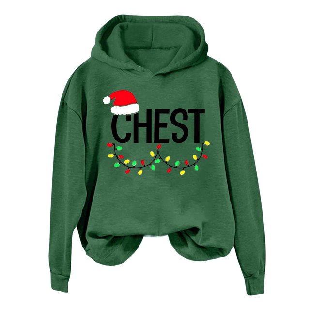 WILLBEST Sudadera de Mujer con Estampado Navideño de Pecho y Nueces, Manga Larga, Estilo Casual y Holgado X-Grande
