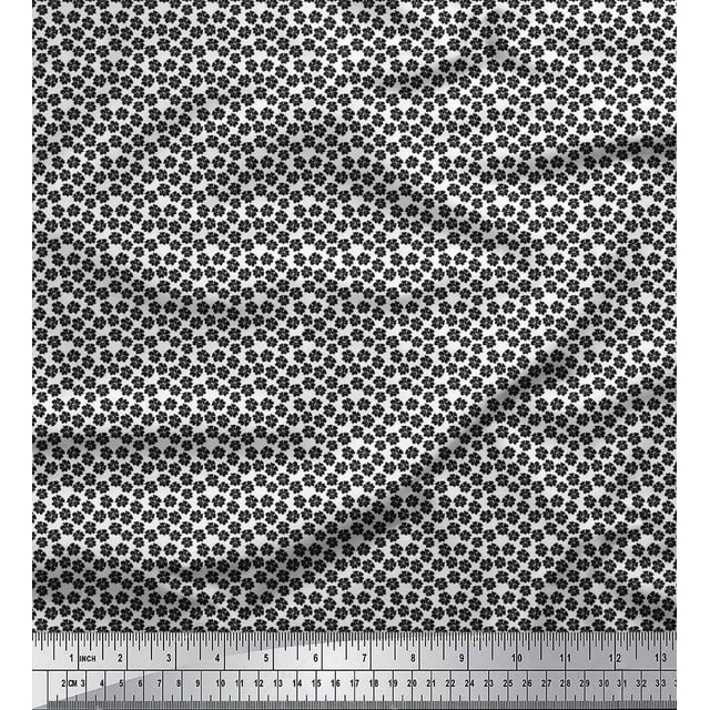 Soimoi Polyester Crepe Fabric Floral Small Print Fabric by Yard 52 Inch Wide
