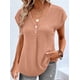 thumbnail image 2 of Camiseta holgada con botones y cuello en V para mujer, Top informal de manga corta con murciélago, versión coreana, novedad de verano, 2 of 5