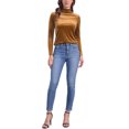 thumbnail image 2 of INSPIRAR CHIC Blusa de Mujer de Manga Larga Cuello Mock Cuello de Tortuga de Terciopelo Elástico XL Marrón, 2 of 6