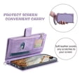 thumbnail image 4 of Case For Samsung Galaxy A36 5G Checkered With 6-card Slots Holder Kickstand Wrist Strap Lanyard Zipper PU Leather Flip Wallet Case,Purple,For Galaxy A36 (5G), 4 of 6