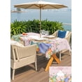 thumbnail image 4 of Easter Outdoor Tablecloth - 60x120 Inch Rectangle Dining Table Cover, Country Rabbit Feet Eggs Leaves Pink Wooden Grain Waterproof Outdoor Table Cloth with Umbrella Hole & Zipper for Picnic/Patio, 4 of 7