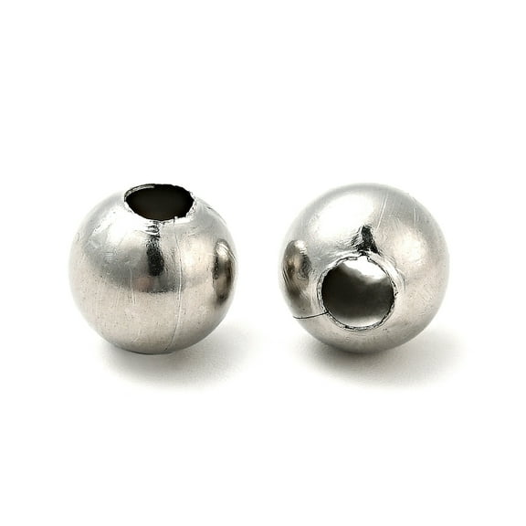 Tarnish Resistant 304 Stainless Steel Beads Round Stainless Steel color 10mm Hole: 3mm
