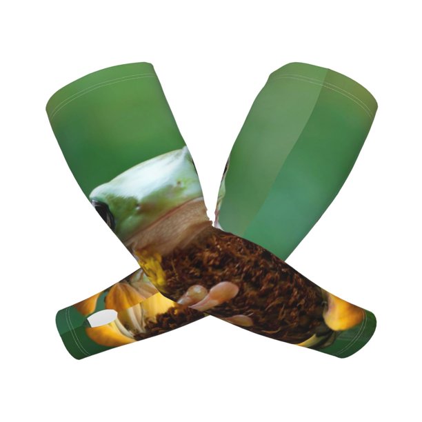 Balery Tree Frog Sitting On Sunflowes Mangas Refrescantes para Brazos para Hombre y Mujer – Transpirables y Absorbentes de Humedad para Mujeres, Hombres y Niños