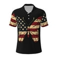 thumbnail image 2 of Daiia Patriotic USA Butterfly Art Pattern Men’s Polo Shirts,Solid Deck Shirt,Classic Fit, Breathable Cotton Polo for Casual and Sport Wear-Medium, 2 of 7