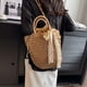 thumbnail image 1 of Bolso de mano para mujer, bandolera con lazo de encaje a la moda, Bolso informal elegante de paja para la playa, 1 of 8