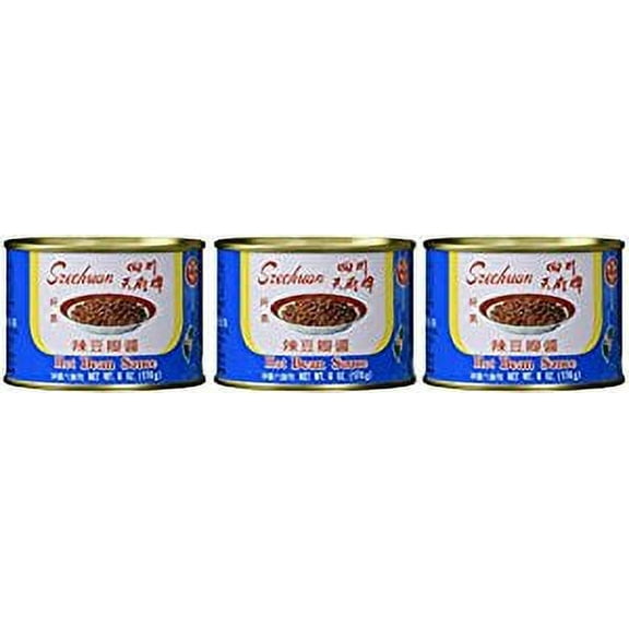 NineChef Bundle - Hot Szechuan Style Bean Sauce 6oz 3 Cans   1 NineChef Brand Long Handle Spoon