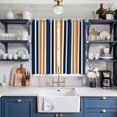 thumbnail image 2 of Curtains 84 Inches Long 2 Panels, Orange Navy Blue Striped Grommets Window Treatment Curtain, Modern Minimalist Ombre Lines Thermal Curtains Drapes for Living Room/Bathroom, 2 of 9