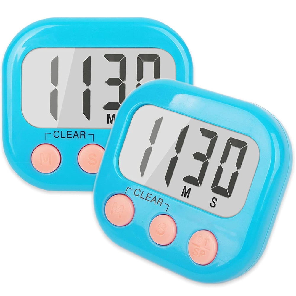 4PCS Digital Kitchen Timer & Stopwatch, Large LCD Display Digits Battery  Powered Magnetic Countdown Timers with Loud Alarm, Magnetic Stand for