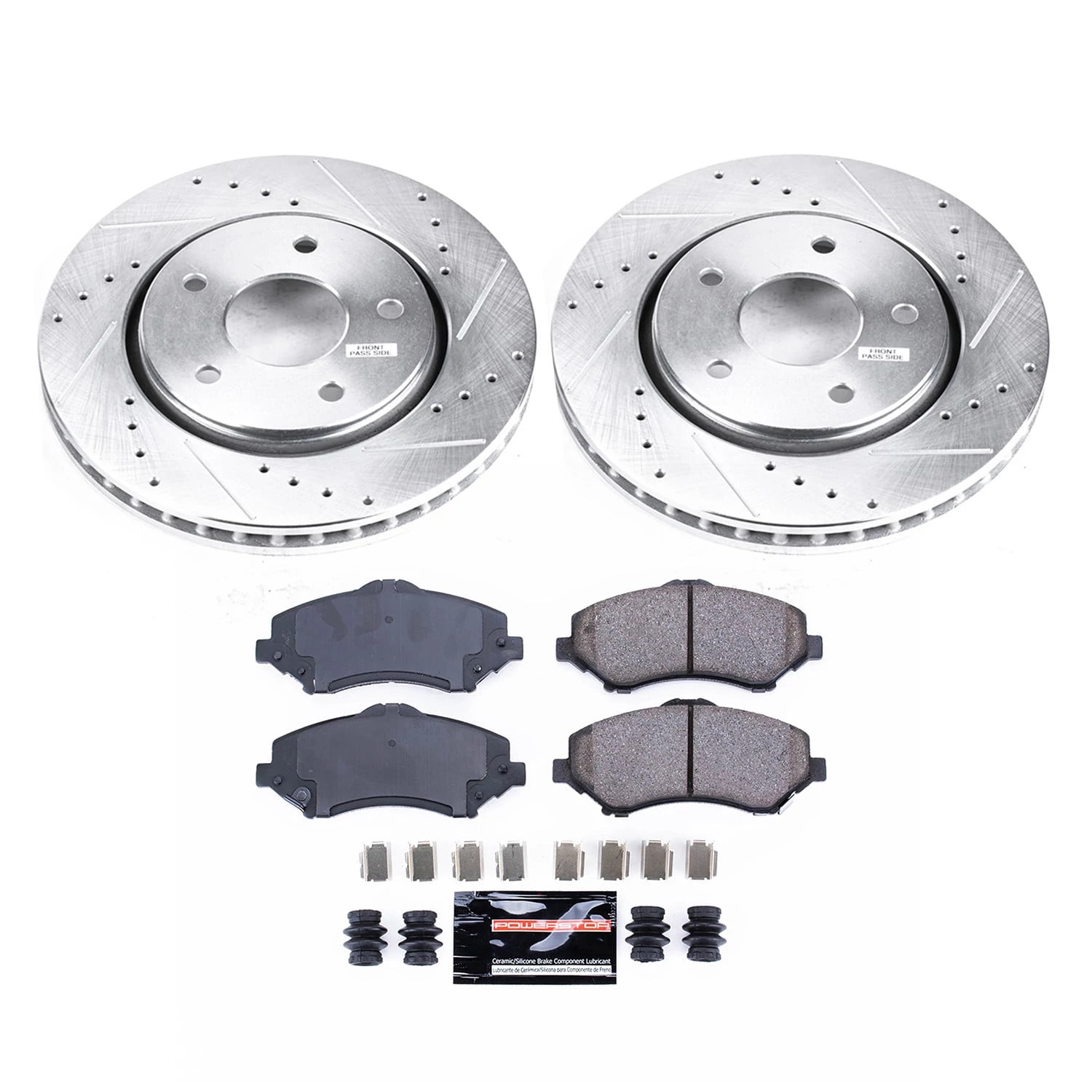 PowerStop Front Z23 Evolution Sport Carbon-Fiber Ceramic Brake Pad and Drilled & Slotted Rotor Kit Fits: CHRYSLER DODGE VOLKSWAGEN Select Models K3118