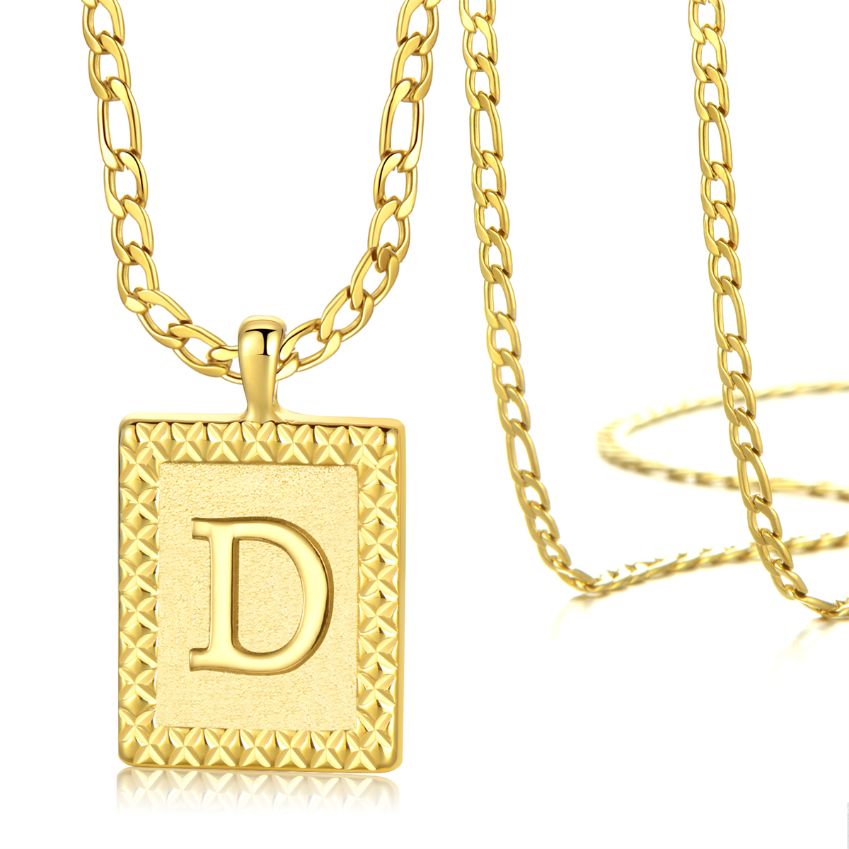 Gold Initial Necklaces for Women Men Boy Square Letter Necklaces 26