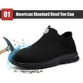 thumbnail image 3 of LARNMERN Men's Steel Toe Slip On Shoes Lightweight Safety for Women Sneakers Fly Knit Shoe Work & Casual , Black, 3 of 9
