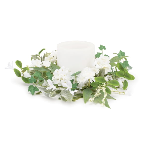 Melrose Mixed Floral and Foliage Artificial Candle Ring - 17.75"