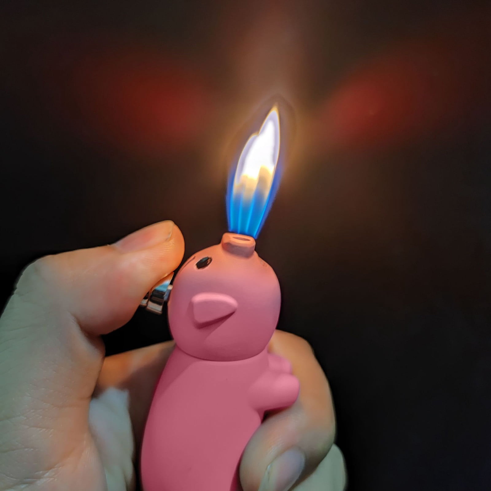 YIMWNYI Strange Cute Pig Lighter, Inflatable Double Jet Flame