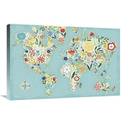 Global Gallerys Floral World Blue By Michael Mullan Stretched Canvas Wall Art