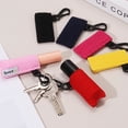 thumbnail image 4 of Uxcell 6 Pcs Lip Balm Holder Keychain, Knit Elastic Sleeves Lip Stick Holder Keychain Makeup Storage Case Charm for Women Travel Party Gift, Black, 4 of 6