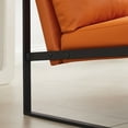 thumbnail image 7 of Accent Arm Chair, PU Leather Upholstered Living Room Chair with Thicken Padded Backrest and Metal Armrests, Leisure Single Sofa Chair with Non-slip Adsorption Feet for Home Office Lounge Room, Orange, 7 of 7