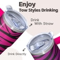 thumbnail image 4 of Insulated 20oz Geometric Stainless Steel Tumbler, Double Wall Travel Coffee Mug with Handle Leak Proof Texture Design, 4 of 5
