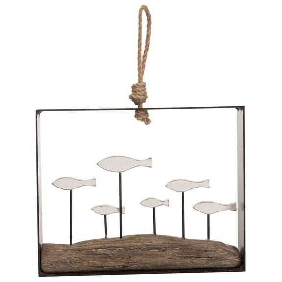 Beachcombers B23032 Hanging Metal and Wood Fish Art, 13.78-inch High