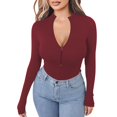 thumbnail image 2 of MSJUHEG Jumpers for Women,One Piece Jumpsuits for Women,Beach Outfits for Women,Petite Jumpsuits for Women,Bodysuit Zipper Front Mock Tops Shirts,Jumpsuit Scrubs for Women Red XS, 2 of 5