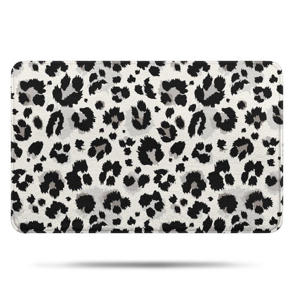 Black and White Leopard Pattern Bathroom Rugs Mat,Non Slip Microfiber Bathroom Rug,Rubber Backing,Soft Bathroom Mats for Bathroom Floor,Tub and Shower,17x27in(43x68cm)