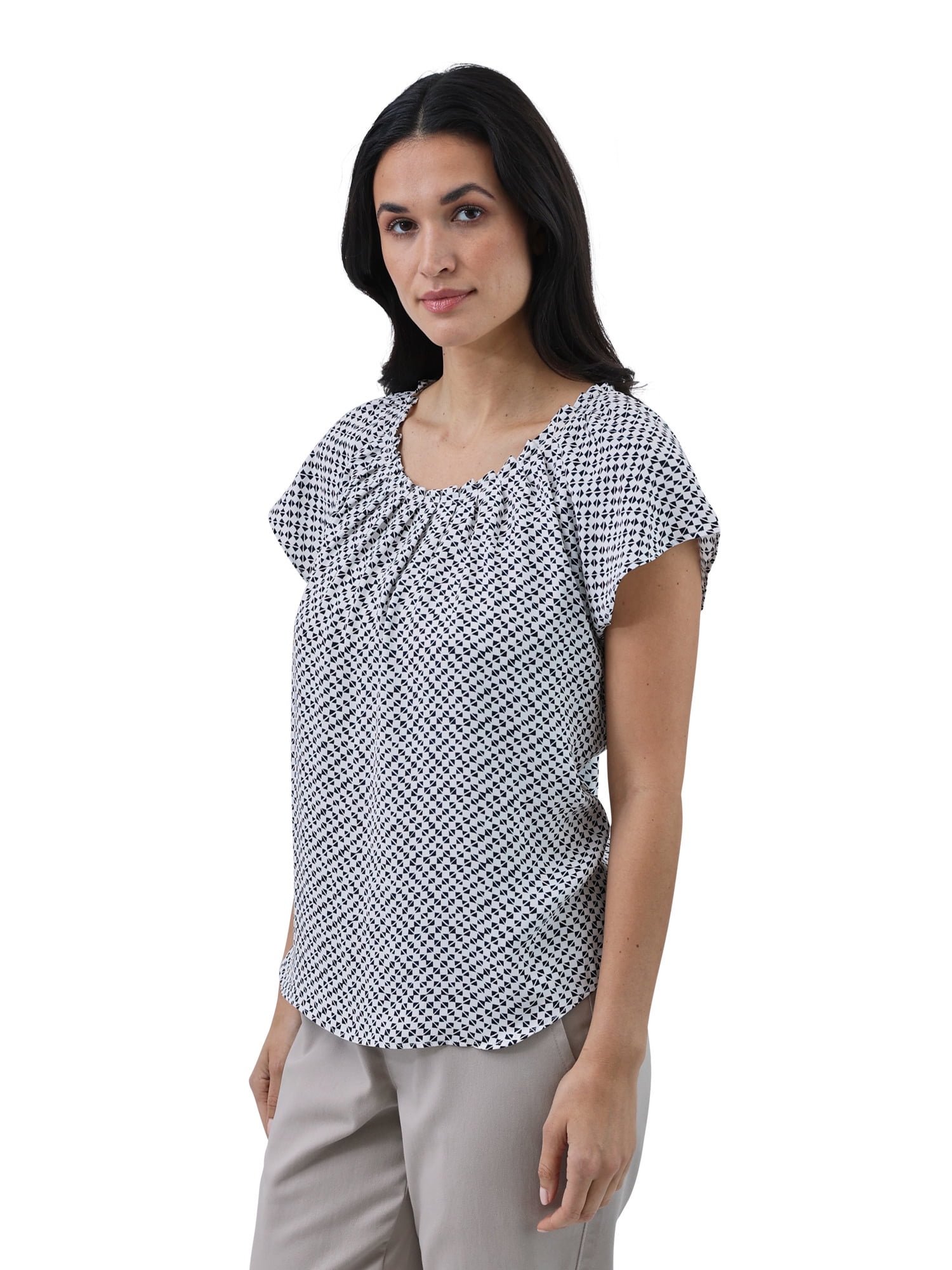 Chaps Women’s Pleat Neck Top