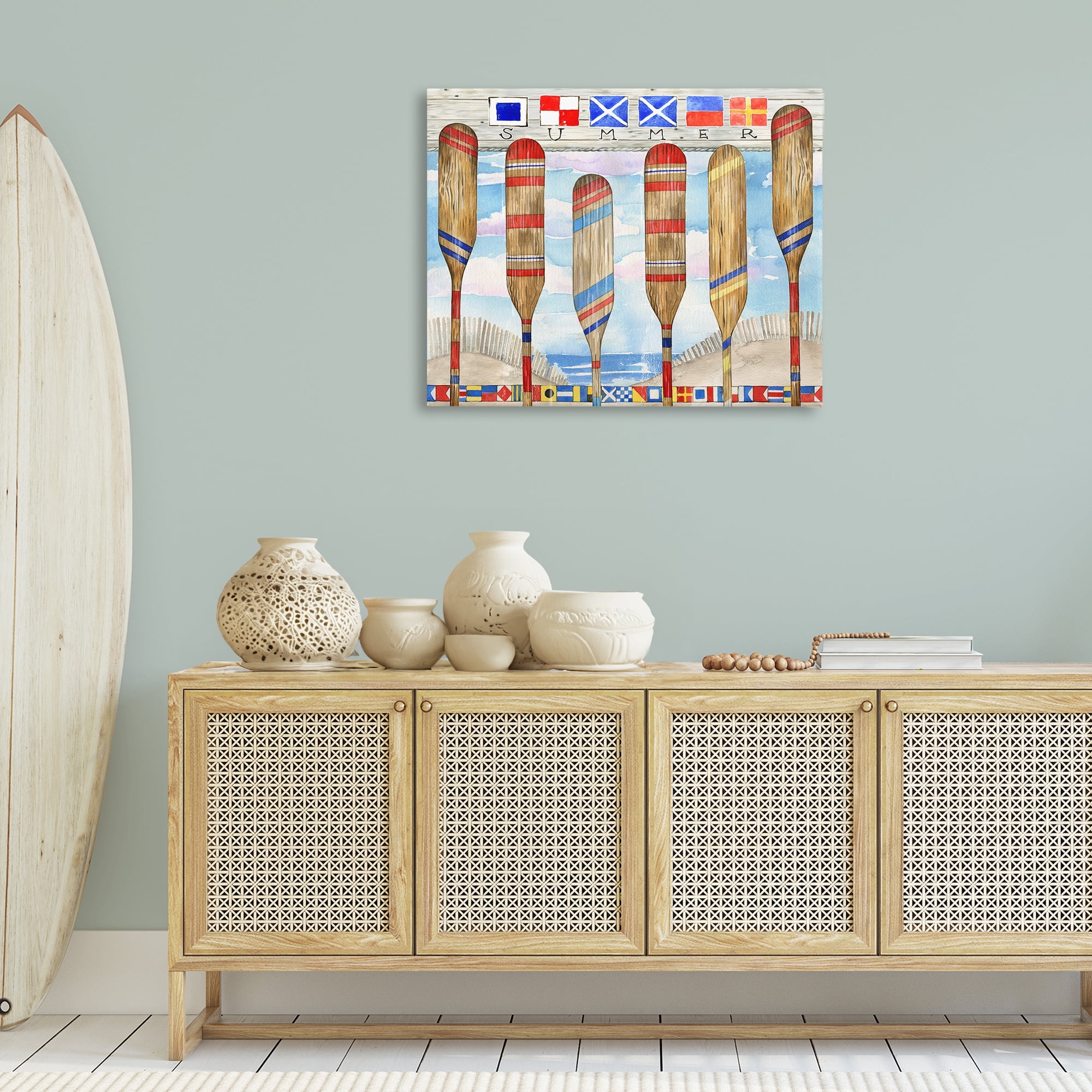 Stupell Industries Nautical Flags & Paddles Nautical & Beach Painting Wrapped Canvas Art Print Wall Art, 40 x 30