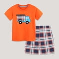 thumbnail image 2 of Toddler boys and girls outfit kids summer short sleeve t shirts tops shorts outfits clothes set Orange 3-4 Years, 2 of 7