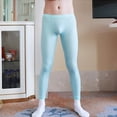 thumbnail image 3 of Bas de sommeil Ultra-fin en soie glacée pour hommes, vêtements de maison longs, sous-vêtements, pantalons avec pochette Bugle, Leggings, pyjama, 3 of 5