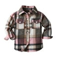 thumbnail image 2 of Kids Toddler Flannel Shirt Jacket Plaid Long Sleeve Lapel Button up Shacket Baby Boys Girls Fall Coat Outerwear New Running Jackets for Girl Brown 8 Years, 2 of 3