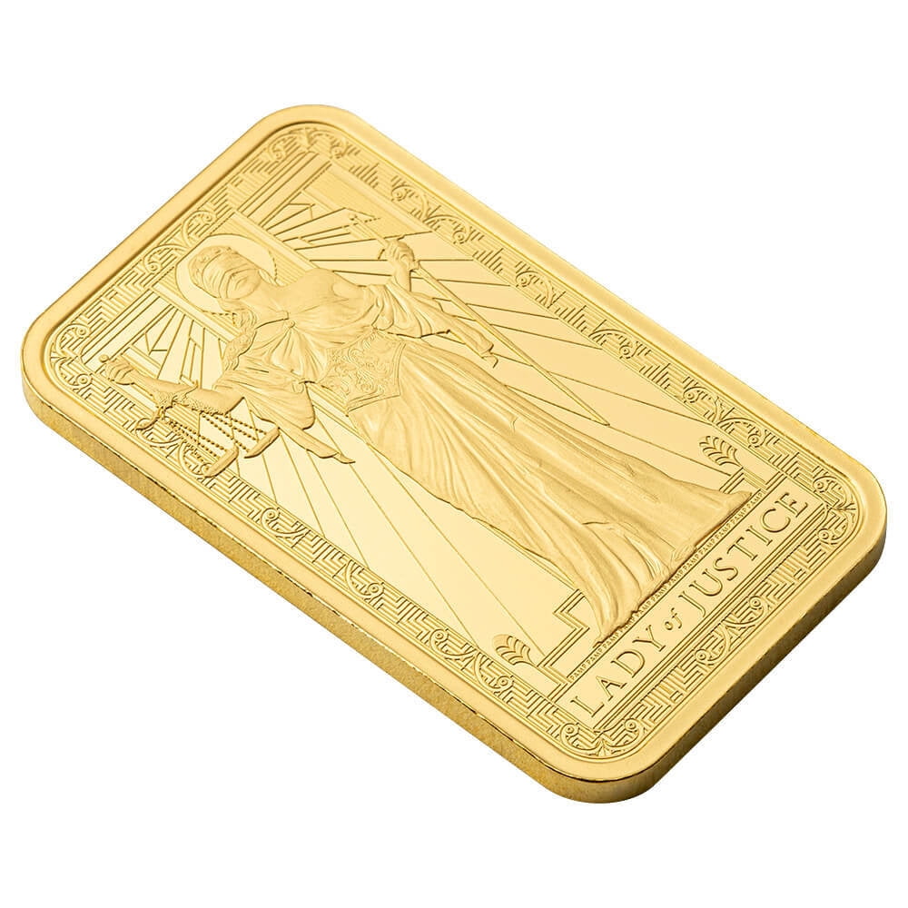 1 oz PAMP Suisse Lady of Justice Gold Bar .9999 Fine (in Assay)