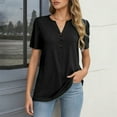 thumbnail image 3 of Lixiuxyad Women Basic Tee Women's Shirts Stylish Women's T Shirts Casual Women’s Button Up Short Sleeve Tops Versatile Wear For All Occasions Wardrobe Addition,Black, 3 of 6