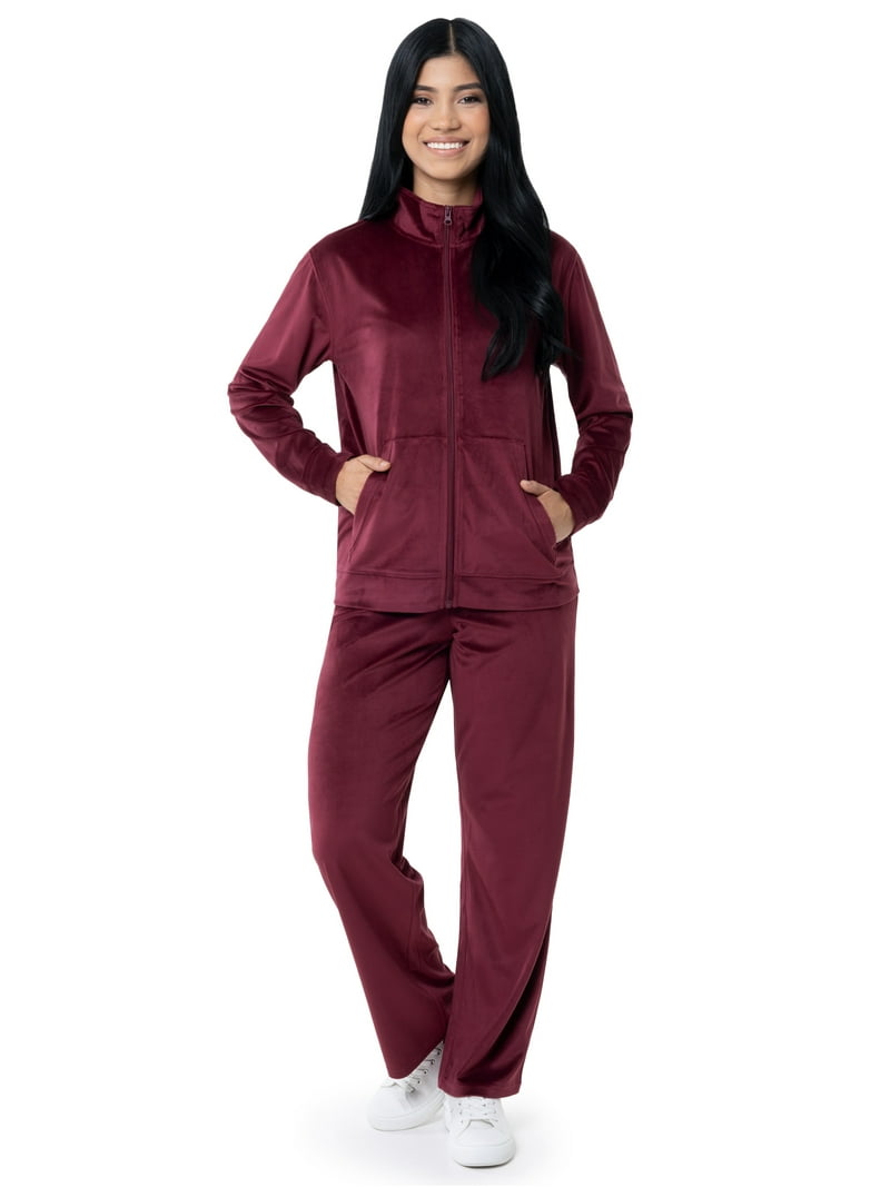 Athletic Works Women's Active Velour Zip-Up Track Jacket and