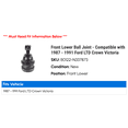 thumbnail image 2 of Front Lower Ball Joint - Compatible with 1987 - 1991 Ford LTD Crown Victoria 1988 1989 1990, 2 of 2
