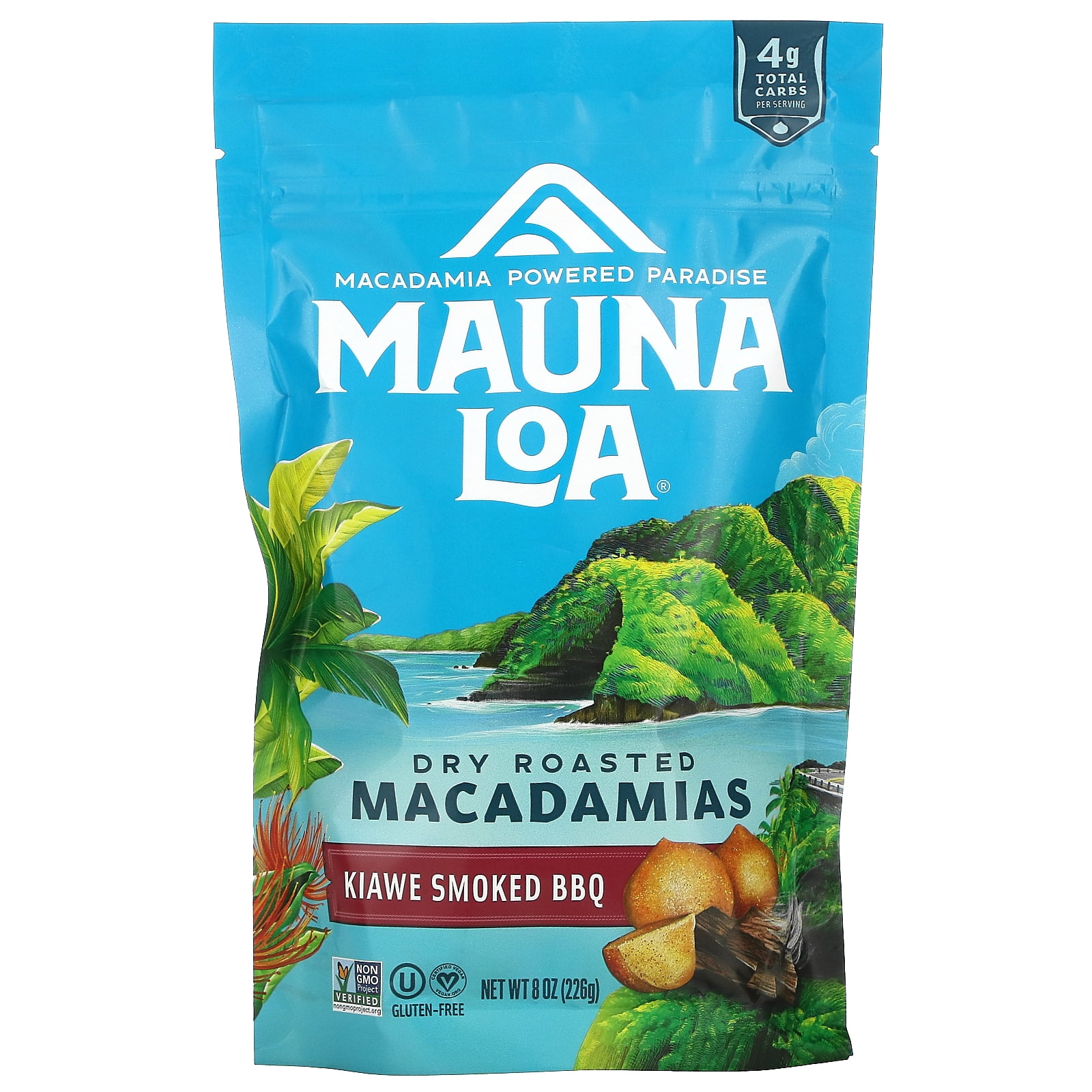 Dry Roasted Macadamias, Kiawe Smoked BBQ, 8 oz (226 g), Mauna Loa