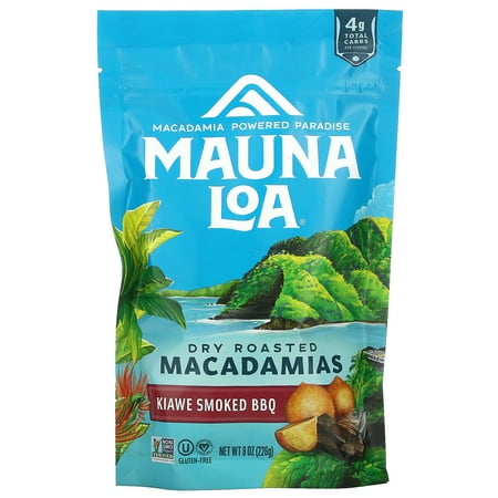Dry Roasted Macadamias, Kiawe Smoked BBQ, 8 oz (226 g), Mauna Loa