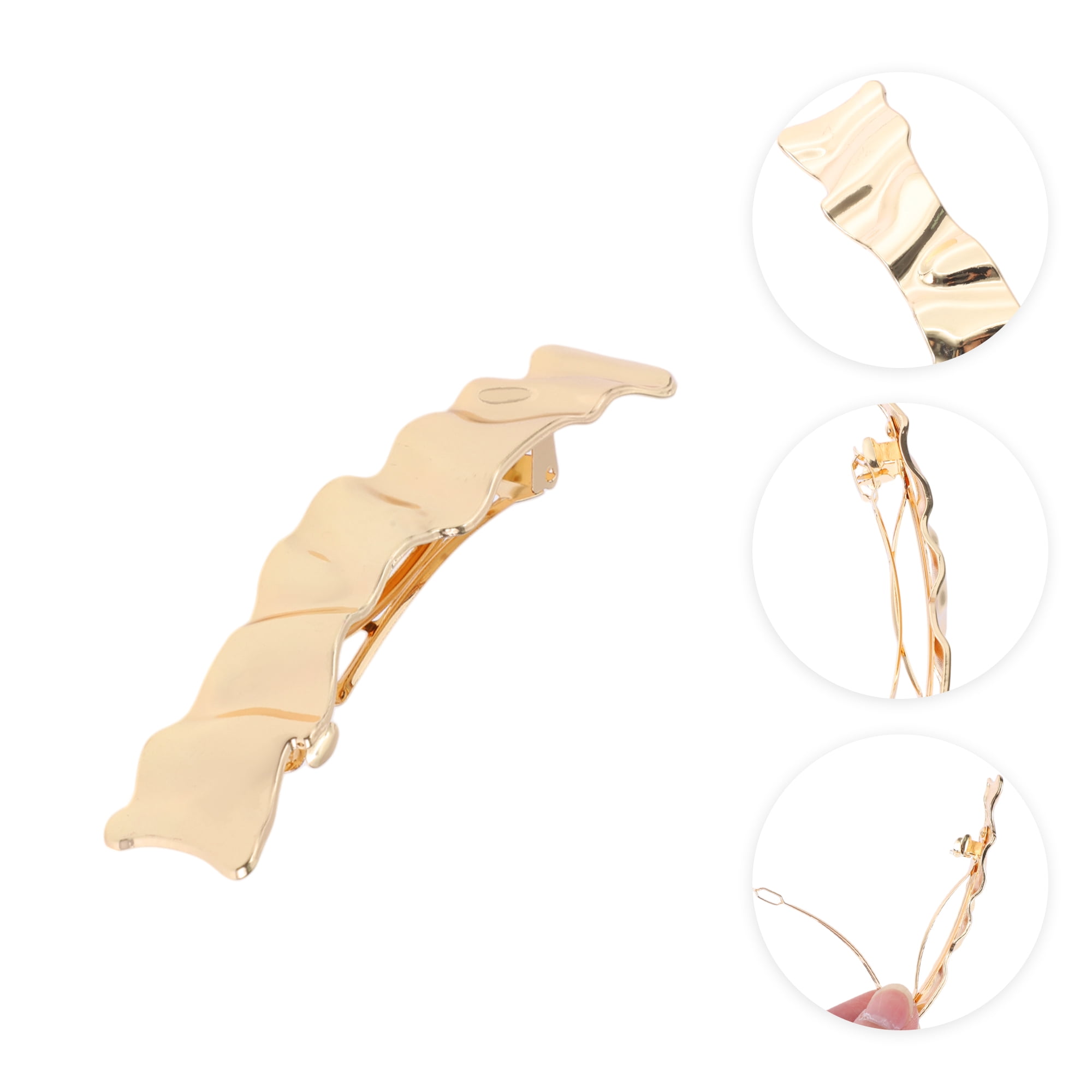 Unique Bargains Irregular Rectangle Hair Clips for Home Use in Gold Tone