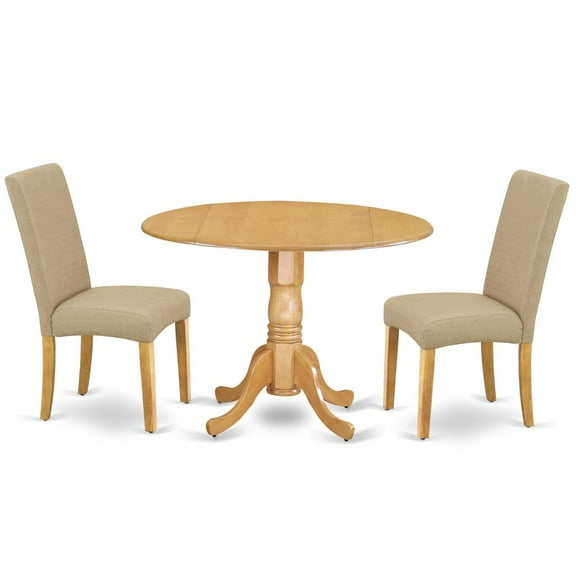 East West Furniture Dining Room Set Oak, DLDR3-OAK-16