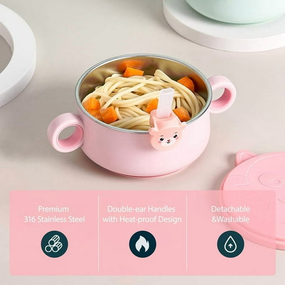 Stainless Steel Toddler Bowls Children'S Stainless Steel Tableware with Lids for Baby Dishes Divided Toddler Plates