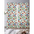 thumbnail image 4 of Strawberry Semi Sheer Curtains 96 Inch Length 2 Panels Set, Summer Botanical Blue Spring Floral Sheer Kitchen Curtain Privacy Voile Window Curtain for Living Room Bedroom Rod Pocket Drapes, 4 of 7