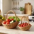thumbnail image 5 of RICHMJ Handwoven Wicker Harvest Basket With Handle,9in Portable Rustic Storage Basket, Decorative Basket for Flowers Vegetables Picnic Use (A), 5 of 6