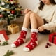 thumbnail image 5 of Calcetines navideños de polar para mujer | Calcetines térmicos ultrasuaves de invierno | Calcetines antideslizantes de media pantorrilla | Estampados festivos | Pack de 2 para estar en casa, 5 of 5