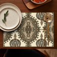 thumbnail image 4 of Paisley Placemats Set of 6, Flax Linen Table Mats Featuring Colorful Ethnic Floral and Decorative Boho Mandala Patterns, Heat Resistant and Wrinkle Free, 4 of 5