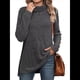 thumbnail image 1 of Tops Tipo Túnica para Mujer, Cuello Alto, Larga, Suéteres Oversize de Otoño, Abertura Lateral, Dobladillo Alto-Bajo Gris Oscuro XL, 1 of 5